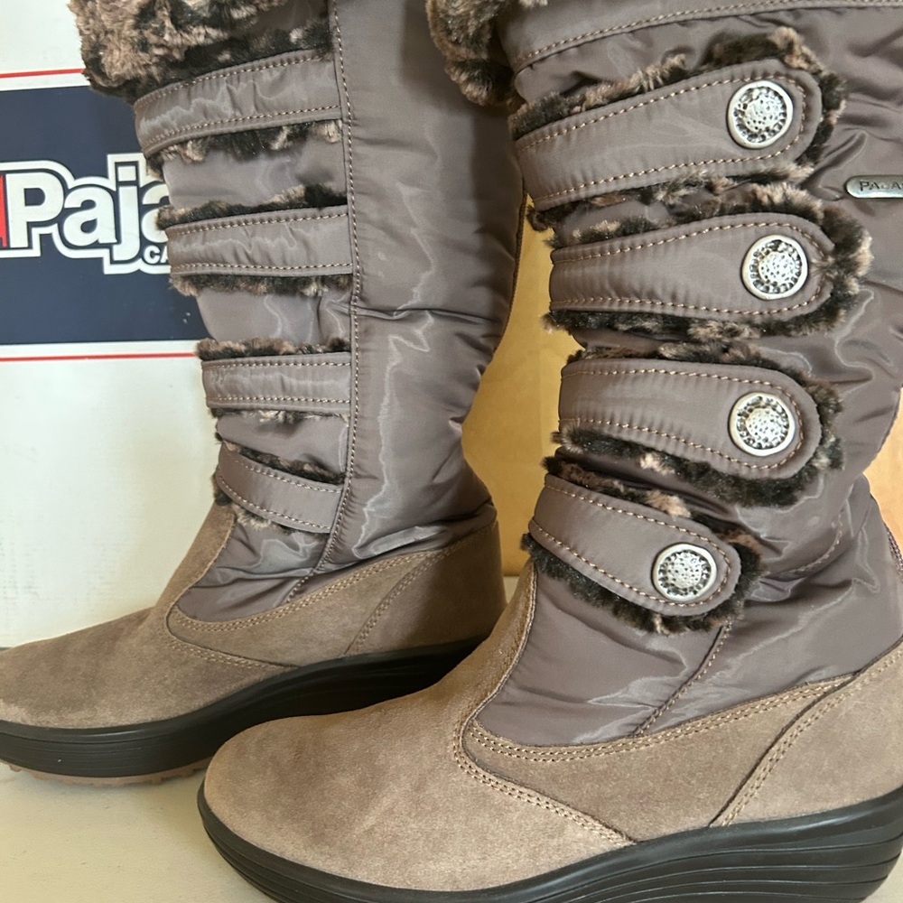 Pajar winter Boots- never worn, sprayed for waterproofing. Beautiful, back zip.